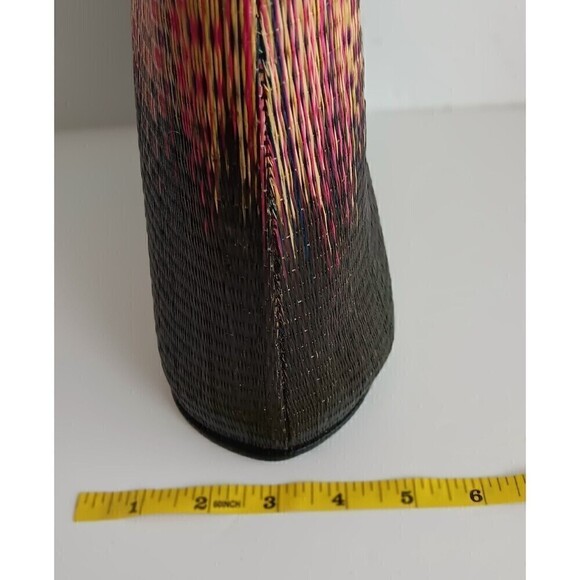 Buntal Desenyo Black/Multicolor Straw Shoulder Purse - Picture 7 of 9